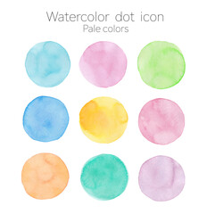 水彩で描いたドットアイコン　淡い
色9色