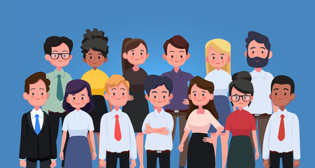 Group of business men and women, working people. Business team and teamwork concept. Flat design people characters.