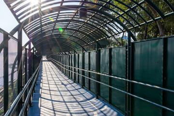 glass corridor in a modern building