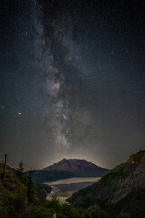 Milky Way Rising To The East Of Norway Pass, Over Spirit Lake, Mount Saint Helens National Monument
