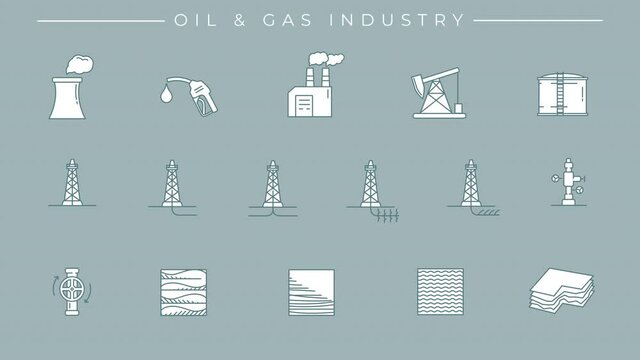 Collection of oil and gas technology icons on the alpha channel.