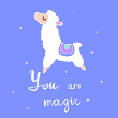 lama with lettering you are magic © Katerin_vin