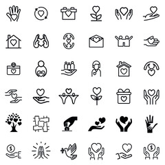 Charity and donation icons. Help and safe life vector collection