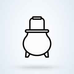 Carved silhouette flat icon, simple vector design.Witches cauldron for illustration of magic, witchcraft, boiling potions. Symbol of Halloween. Simple modern icon design illustration.