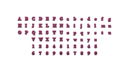 Full set of English alphabets in 3D illustrations which matching perspectives and lighting on each side placed on a white background for word combinations