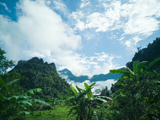 mountain landscape with clouds