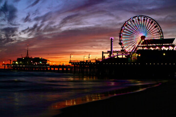Sun setting over Santa Monica Pier