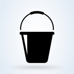 Bucket icon flat. Black pictogram on white background. Simple modern icon design illustration.