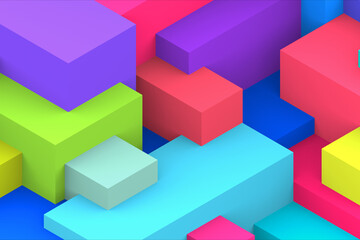 Obraz premium Abstract geometric cubic colorful background. isometric 3d render.