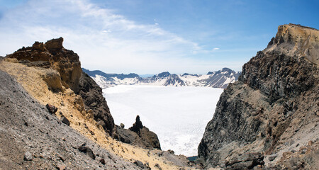 Crater lake of Changbai or Paektu Mountain, the border between China and North Korea