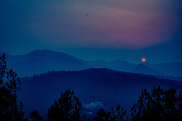 sunset over mountains
