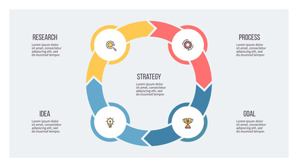Business infographic. Arrow chart with 4 options. Vector template.