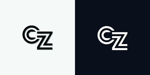 Modern Abstract Initial letter CZ logo. This icon incorporate with two abstract typeface in the creative way.It will be suitable for which company or brand name start those initial. - obrazy, fototapety, plakaty