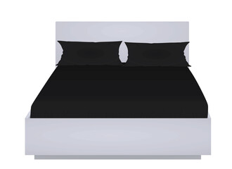 Home or hotel double bed. vector illustration
