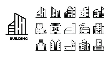 Architecture building element isolated icon set on white background. expanded stroke. vector and illustration design for website, mobile app © winnievinzence