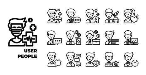 User people and career element isolated icon set on white background. expanded stroke. vector and illustration design for website, mobile app