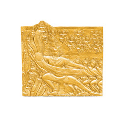 A collection of sculptures created in gold on a white background for your design ideas. 3D render of objects that you can style.