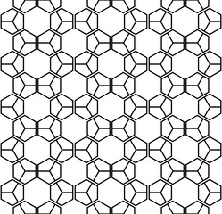Vector geometric texture. Monochrome repeating pattern with hexagonal tiles