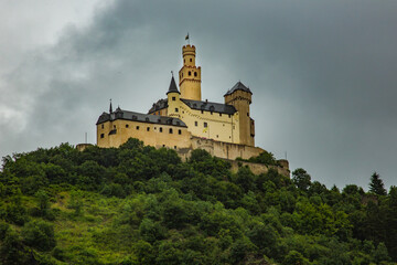 Fototapeta na wymiar Koblenz, Germany; Marksberg Castle along the Rhine River near Koblenz
