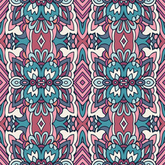 Floral and abstract geometric ethnic seamless pattern ornamental