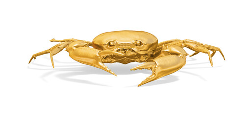 A collection of sculptures created in gold on a white background for your design ideas. 3D render of objects that you can style.