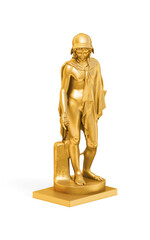 A collection of sculptures created in gold on a white background for your design ideas. 3D render of objects that you can style.