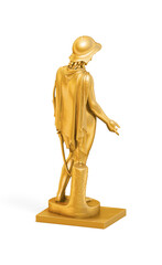 A collection of sculptures created in gold on a white background for your design ideas. 3D render of objects that you can style.