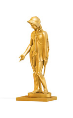 A collection of sculptures created in gold on a white background for your design ideas. 3D render of objects that you can style.