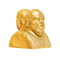 Fototapeta na wymiar A collection of sculptures created in gold on a white background for your design ideas. 3D render of objects that you can style.