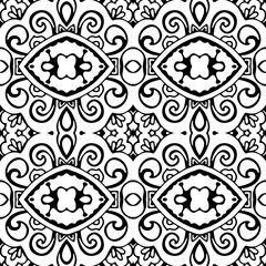 Tiled ethnic boho pattern for fabric. Abstract geometric mosaic vintage seamless pattern ornamental.Wallpaper for coloring