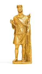 Obraz premium A collection of sculptures created in gold on a white background for your design ideas. 3D render of objects that you can style.