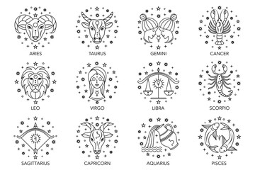zodiac signs on white