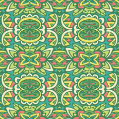 Ethnic tribal festive pattern for fabric. Abstract Doodle style seamless pattern ornamental. Mexican design