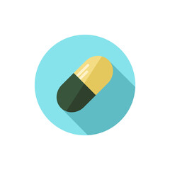 green and yellow pill medicine flat design