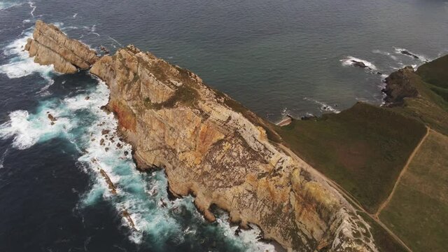 Cliffs in  the coast of Cabo de Peñas,Asturias,Spain. Aerial Drone Footage