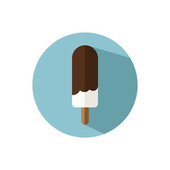 Flat design vanilla ice lolly with chocolate sauce