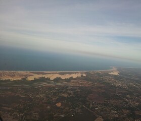 Aerial view of the beautiful beaches of Fortaleza, Brazil