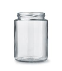 Front view of open empty glass jar