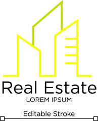 Real Estate Logo Template. Real Estate Vector Line Art. Editable Real Estate Logo concept. Building Vector Logo Design.