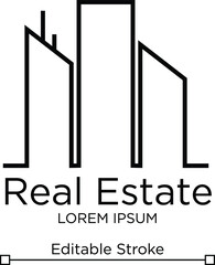 Real Estate Logo Template. Real Estate Vector Line Art. Editable Real Estate Logo concept. Building Vector Logo Design.