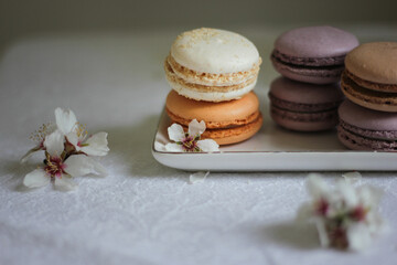 macaroons on a wooden background