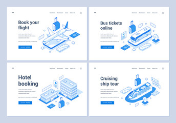 Web banners of various contemporary booking service