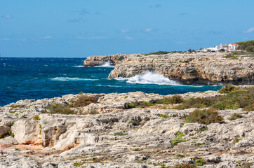 Fototapeta na wymiar Rocky coast of west Menorca, Ciutadella port. Menorca, Spain