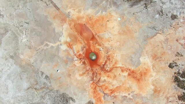 Aerial view of Aiken Spring(Devil's Eye) located in China QingHai. Drone shot footage 4k(UHD).