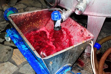 Red wine making process in a factory in Attica, Greece.