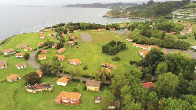 Candas, beautiful landscape in Asturias. Spain. Aerial Drone Footage