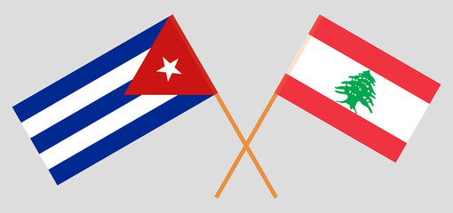 Crossed flags of Lebanon and Cuba