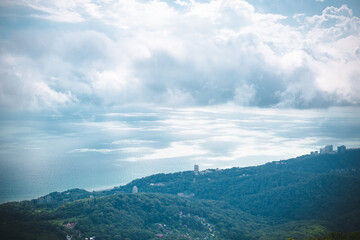 Naklejka premium mountain landscape with clouds