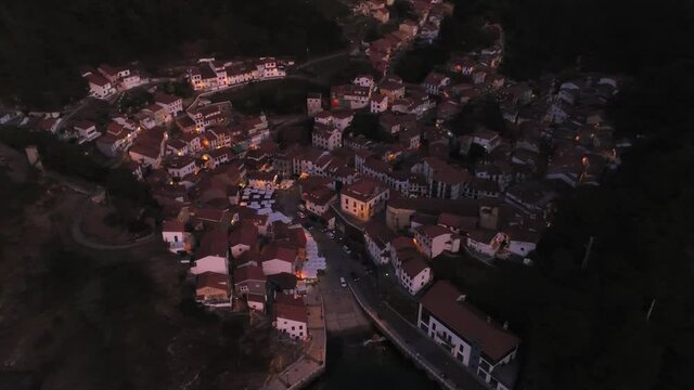 Cudillero. Beautiful coastal village in Asturias. Spain. Aerial Drone Video