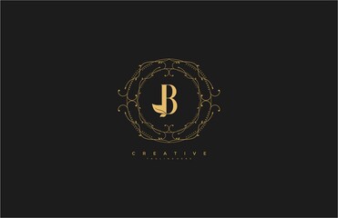 Logo Elegance Letter B Premium Rounded Floral Monogram Vector